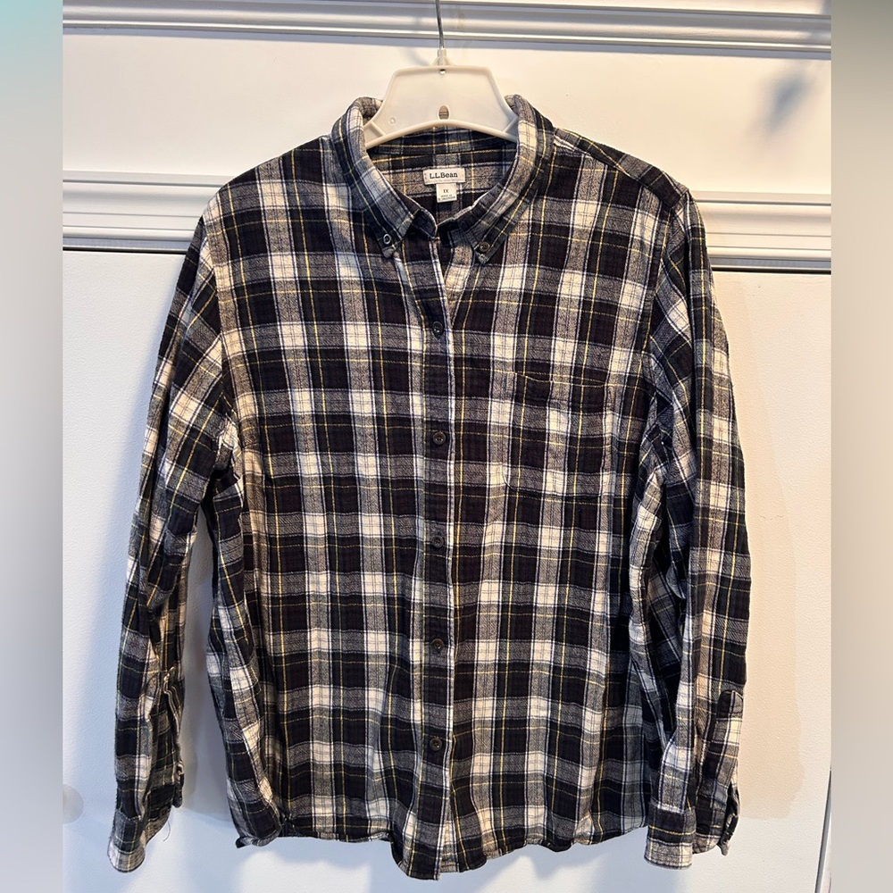 L.L. Bean Mens 1X Multicolor Scotch Plaid Long Sleeve Button Down Flannel Shirt
